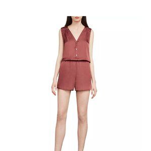 BCBGMAXAZRIA Womens Medium playsuit Mikah Satin Break Romper Pink Orange